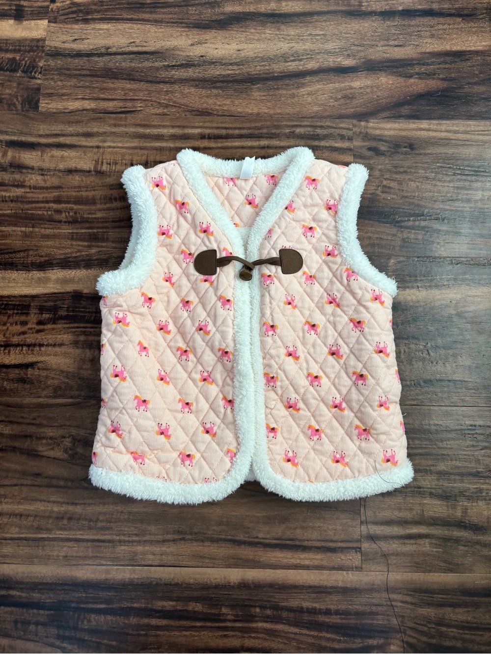 Matilda Jane Pink Quilted Vest with White Sherpa Trim